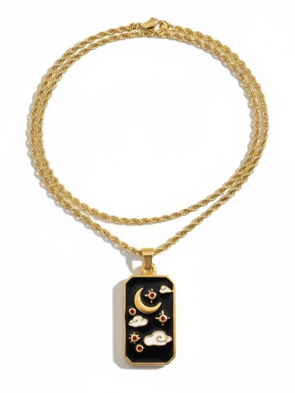 Dainty Gothic Sun Moon Charm Necklace Gold Tone Stainless Steel Boho Festival